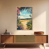 Tropical Landscape, palm tree painting, botanical prints, coastal landscape art, Canvas Print, living room art, wabi sabi wall art