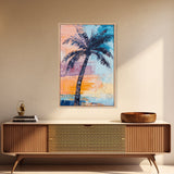 Palm Tree, tropical painting, coastal decor, surf wall art, Hawaii art, beach house decor, ocean painting, framed canvas print