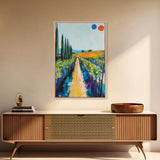 Vineyard Path, Tuscany painting, landscape painting, farmhouse art, rustic decor, above couch art, framed canvas print, wall art