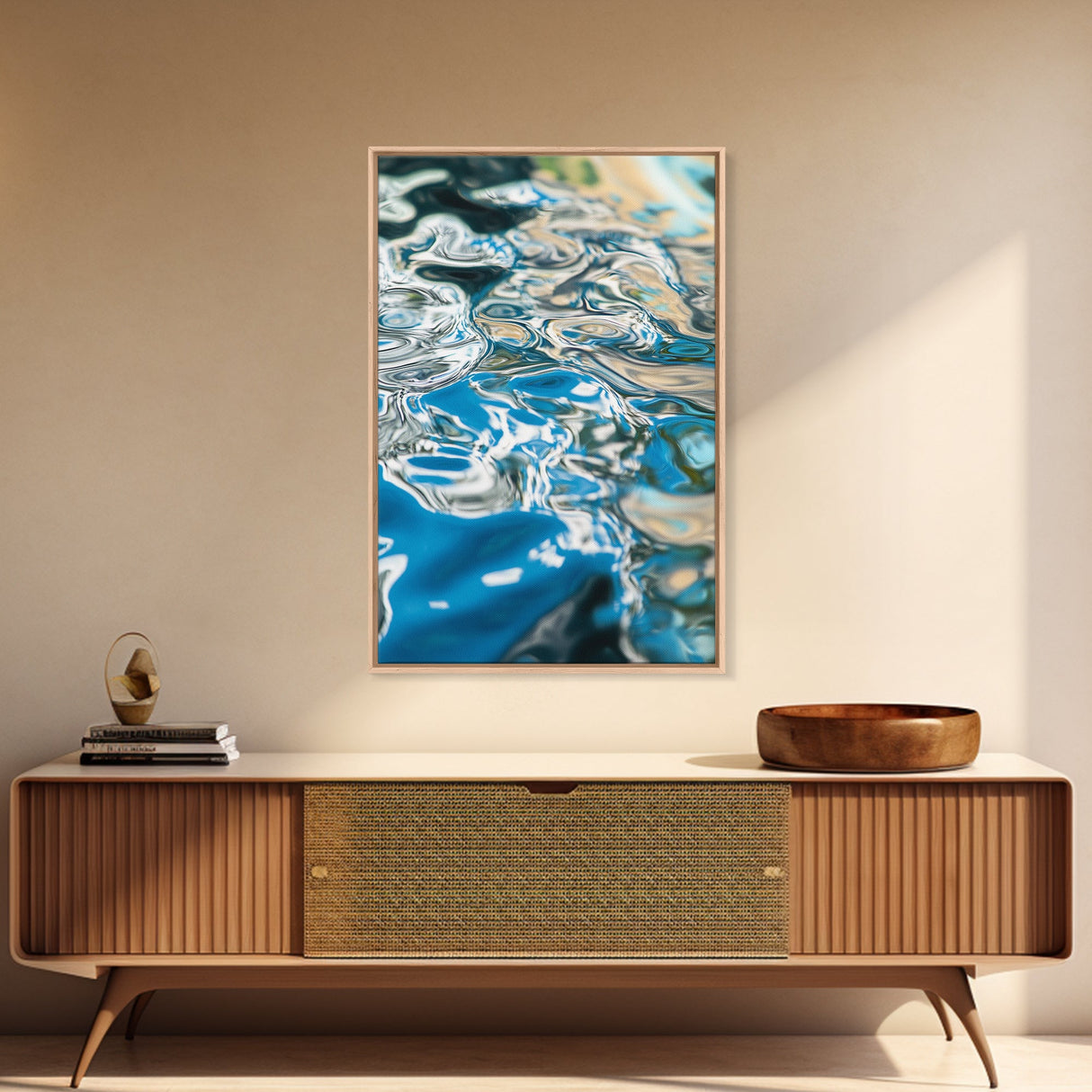 Water Reflection, abstract art, teal wall art, coastal decor, wabi sabi art, minimalist art, framed canvas print, wall decor