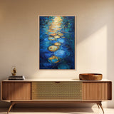 Golden Reflections, Water Art, Moody Painting, Canvas Print, Nautical Wall Art, Coastal Decor, Rustic Art, Living Room Art