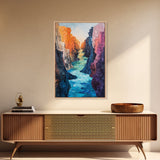 Canyon River, Southwest Wall Art, Canvas Print, Landscape Painting, Rustic Decor, Adventure Art, Moody Art, Tall Narrow Art