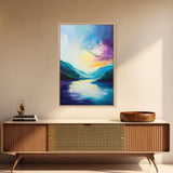 Sunset Lake, Serene Landscape, Canvas Print, Nature Art, Coastal Wall Art, Above Sofa Art, Moody Art, Rustic Decor, Bedroom Art