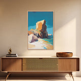 Coastal Rock, Seascape Painting, Canvas Print, Nautical Wall Art, Coastal Decor, Beach Art, Ocean Landscape, Gift Idea, Living Room Art