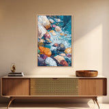 Pebble Beach, Ocean Painting, Canvas Print, Coastal Wall Art, Nautical Decor, Whimsical Art, Abstract Nature Art, Gift Idea