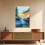 Mountain River Art, Coastal Landscape Painting, Smoky Mountain Art, Nature Wall Art, Living Room Decor, Canvas Print, Gift Idea