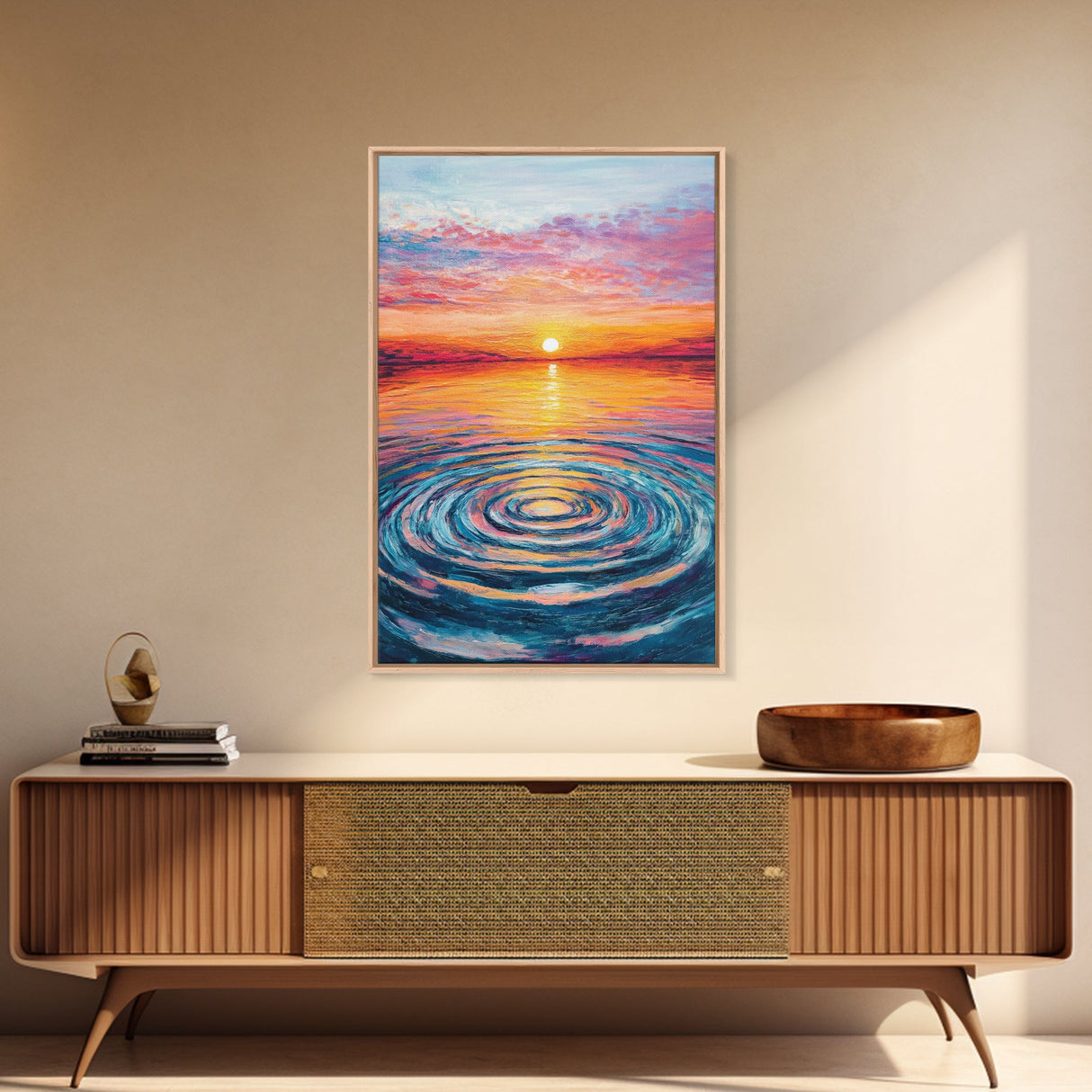 Ocean Ripple Canvas Print | Beach Sunset Painting | Seascape Wall Art | Coastal Decor | Living Room Wall Art | Vibrant Colors