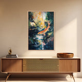 Abstract Koi Fish Painting Canvas Print Vibrant Water Art Modern Home Decor Zen Wall Art Office Nature Art Gift Meditation Artwork