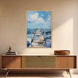 Wooden Pier Canvas Print Coastal Wall Art Beach House Decor Serene Ocean Painting Nautical Living Room Modern Home Gift