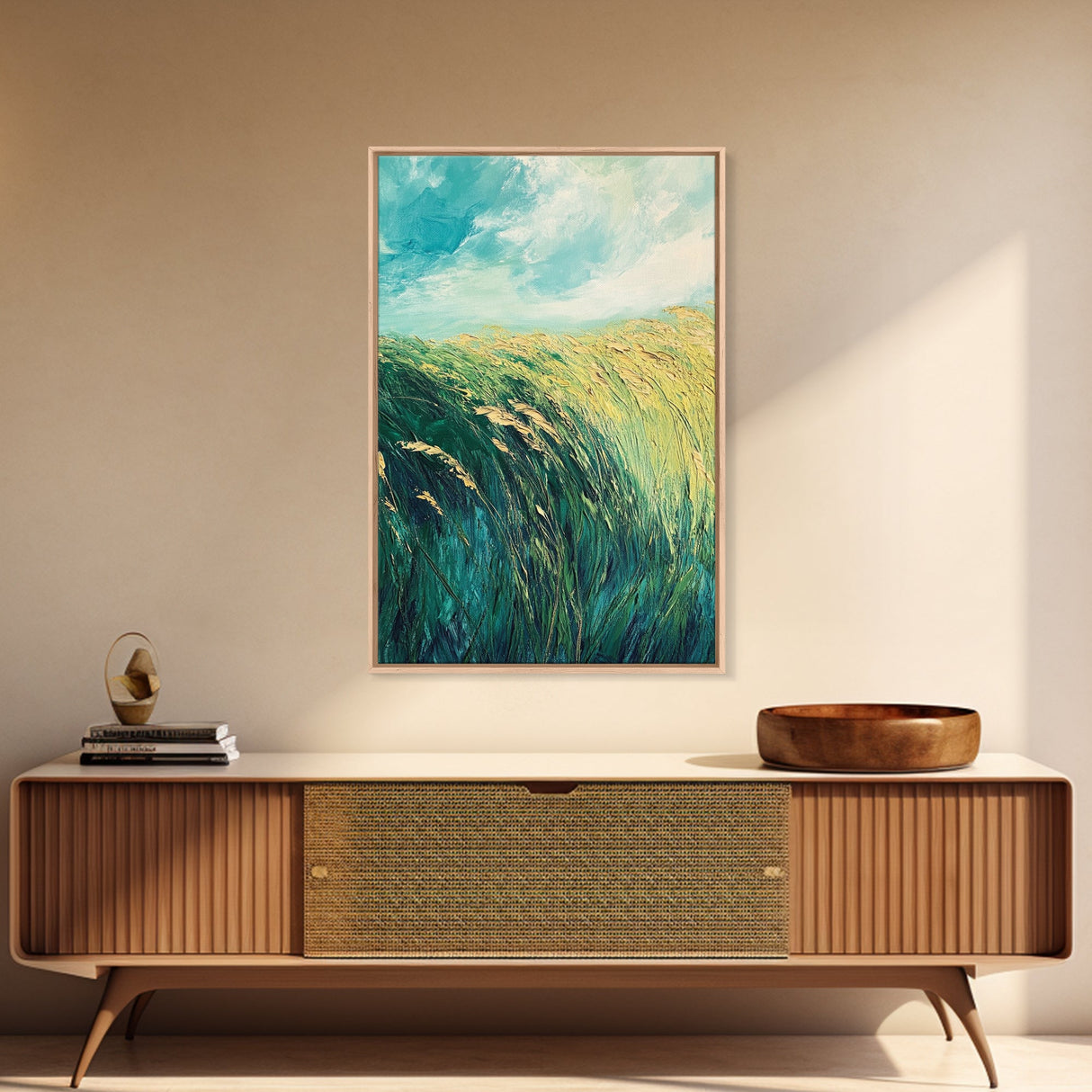 Wheat Field Landscape Canvas Print Rustic Farmhouse Wall Art, Golden Harvest Painting, Nature Art, Countryside Decor, Autumn Home Decor