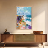 Ocean Pier, Coastal Landscape Art, Seascape Painting, Nautical Decor, Beach Wall Art, Living Room Art, Canvas Print, Gift Idea