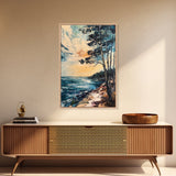 Sunset Seaside Painting Canvas Print | Coastal Wall Art | Ocean Sunset Decor | Beach House Art | Relaxing Landscape Artwork
