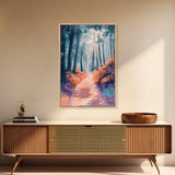 Enchanted Forest Path Framed Canvas Print | Mystical Woodland Art | Fantasy Landscape Painting | Nature Lover Wall Decor