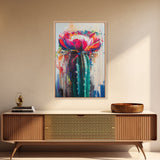 Cactus Flower, Botanical Prints, Southwest Wall Art, Boho Art, Moody Art, Rustic Wall Art, Living Room Art, Canvas Print