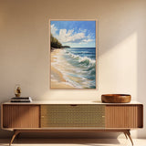 Beach Waves, Coastal Landscape Art, Nautical Wall Art, Above Bed Wall Art, Nautical Decor, Extra Wide Art, Framed Canvas Print