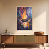 Moody Campfire, Dark Romance Painting, Firelight Art, Abstract Fire Painting, Cozy Home Decor, Rustic Art, Framed Canvas Print