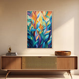 Vibrant Leaves, Botanical Art, Modern Abstract Art, Green Wall Art, Minimalist Art, Living Room Art, Canvas Print, Gift Idea