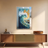 wave painting, coastal decor, framed canvas print, ocean painting, surf wall art, nautical wall art, seascape painting, gift idea