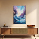 ocean waves, coastal painting, framed canvas print, seascape painting, nautical wall art, beach decor, extra wide art, gift idea