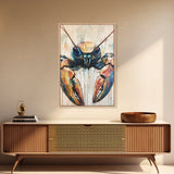 crayfish painting, rustic wall art, framed canvas print, coastal decor, nautical wall art, Maine oil painting, farmhouse art