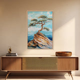 Bonsai Cliff, Pine Tree Art, Coastal Landscape Art, Nautical Decor, Coastal Wall Art, Canvas Print, Living Room Art, Gift Idea