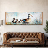 Mother Duck and Ducklings, Whimsical Farmhouse Animal Wall Art, Cute Baby Ducks Painting, Cozy Country Decor, Nursery Artwork
