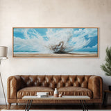 Ocean Wave Explosion Framed Canvas Print Coastal Wall Art, Beach Painting, Modern Seascape, Large Wall Decor, Living Room Artwork