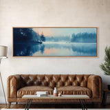 Misty Lake Reflections Canvas Print Tranquil Water Scene, Minimalist Nature Painting, Living Room Art, Serene Wall Decor, Gift Idea