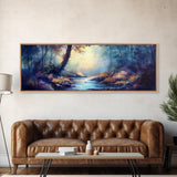Enchanted Forest Stream Canvas Print Fantasy Landscape Wall Art Mystical Nature Decor Living Room Artwork Whimsical Tree Art
