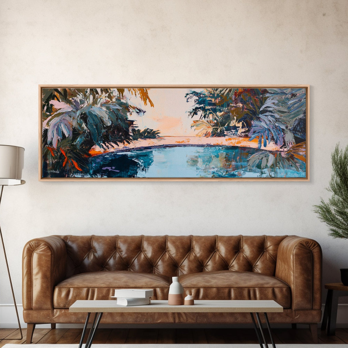 Exotic Palm Oasis Canvas Print Tropical Paradise Wall Art Boho Beach Decor Relaxing Home Accent Bedroom Living Room Gift