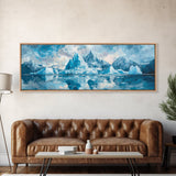 Iceberg Mountain Reflection Canvas Print, Arctic Nature Wall Art, Cool Blue Home Decor, Large Landscape Painting, Modern Office Art