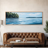 Tranquil Lake Scene, Peaceful Water Reflection Art, Minimalist Landscape, Blue Wall Art, Relaxing Office Decor, Large Wall Art
