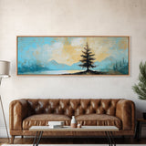 Lone Pine Tree Landscape, Minimalist Mountain Art, Tranquil Nature Scene, Rustic Cabin Wall Art, Modern Neutral Decor, Bedroom Art