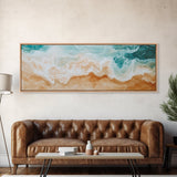 Coastal Beach Waves Painting, Serene Ocean Art, Abstract Shoreline Wall Decor, Neutral Beach House Decor, Modern Living Room Art
