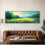 Serene Meadow Landscape Framed Canvas Print Nature Wall Art Impressionist Painting Summer Home Decor Bedroom or Office Wall Accent