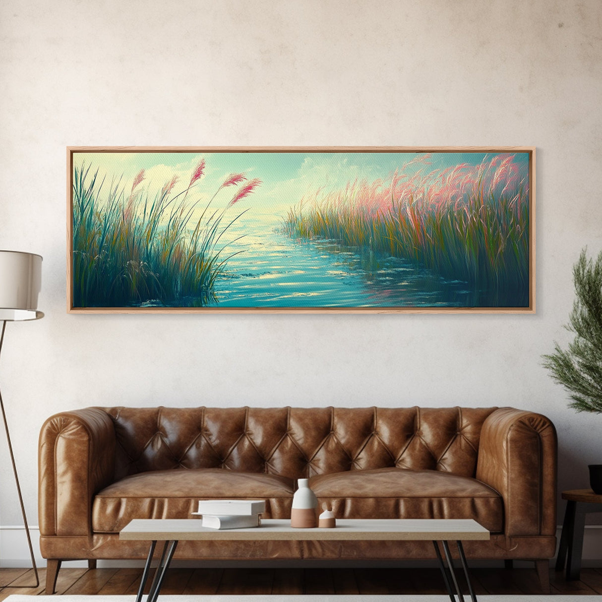 Tranquil Marsh Art Canvas Print Coastal Landscape Wall Decor Nature Inspired Painting Pastel Home Accent Bedroom or Bathroom Wall Art
