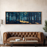 Enchanted Forest Art Framed Canvas Print - Dark Moody Woodland Painting, Nature Wall Art, Mystical Trees, Living Room Aesthetic