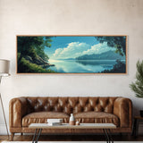 Tranquil Lake Landscape Painting Nature Serenity Wall Art Forest Reflection Artwork Minimalist Modern Home Decor