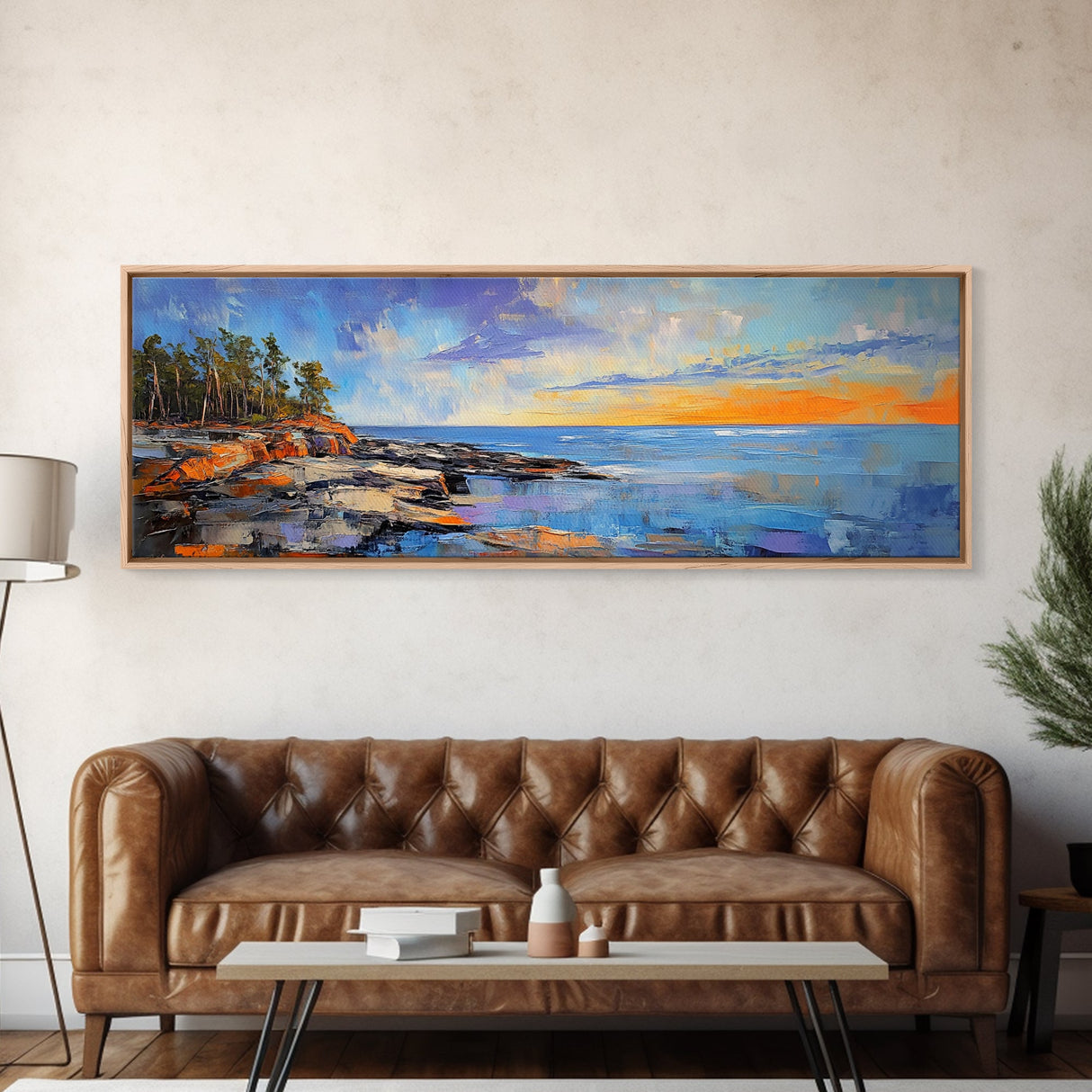 Sunset Coastal Escape Canvas Print, Scenic Ocean Landscape, Nature Wall Art, Beach House Decor, Vibrant Art, Living Room Art
