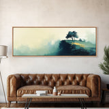 Lone Tree on Hill Canvas Print Minimalist Landscape Art, Tranquil Nature Painting, Neutral Wall Decor, Modern Home Office Artwork