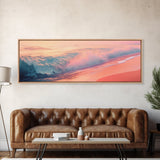 Pink Ocean Waves Canvas Print Coastal Wall Art, Beach Sunset Artwork, Modern Seascape Painting, Home Decor, Living Room Art