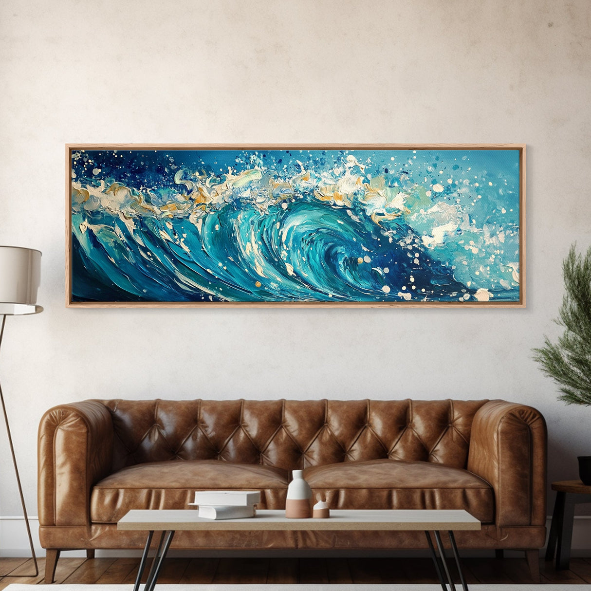 Ocean Wave, Blue Coastal Wall Art, Water Splash Painting, Beach House Decor, Canvas Print, Nautical Style, Bathroom Artwork