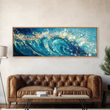 Ocean Wave, Blue Coastal Wall Art, Water Splash Painting, Beach House Decor, Canvas Print, Nautical Style, Bathroom Artwork