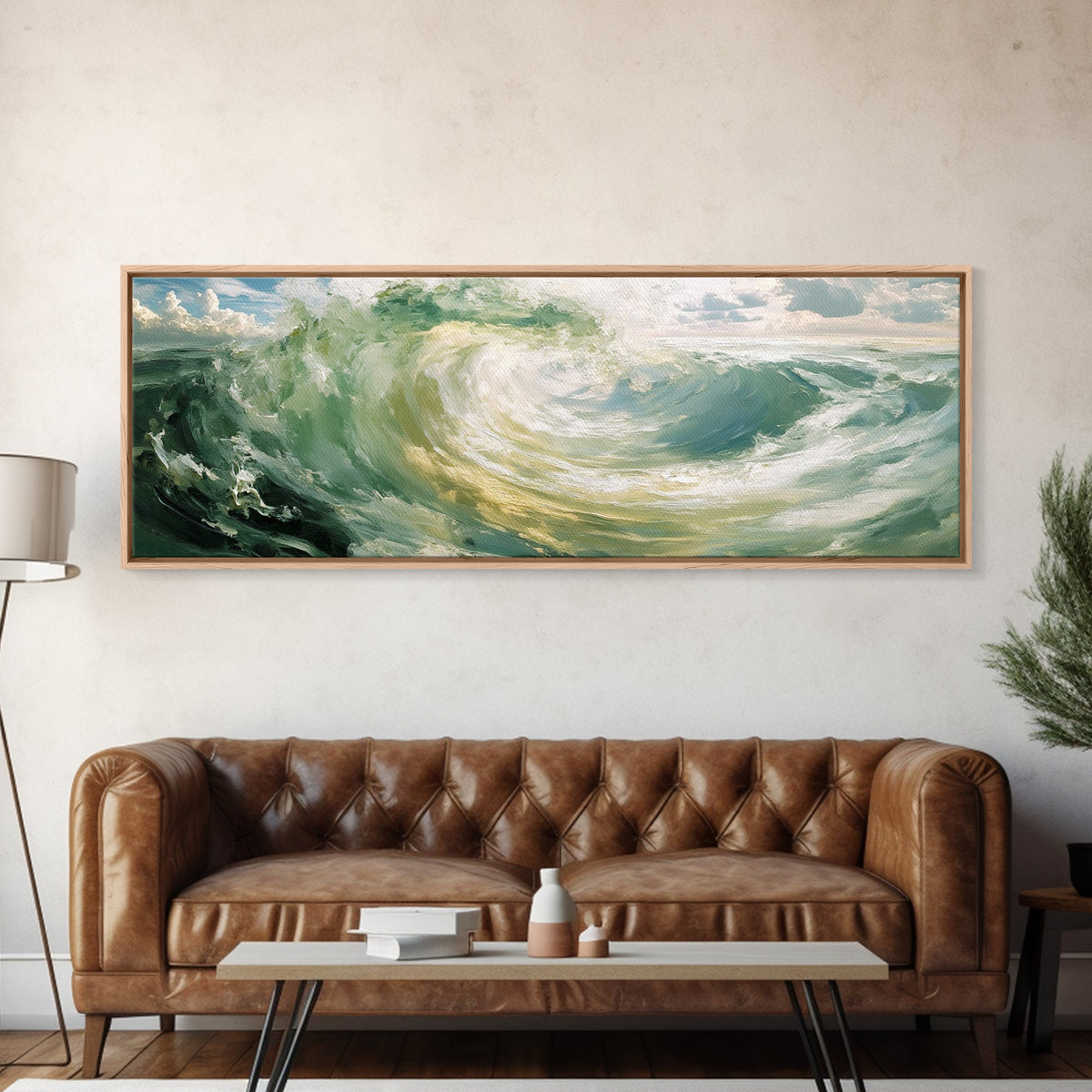 Ocean, Wave, Green, Storm, Canvas Print, Coastal Art, Nautical Wall Art, Living Room Decor, Dynamic Abstract Seascape Painting