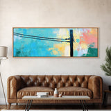 Powerline, Sky, Abstract, Pastel, Framed Canvas Print, Modern Wall Art, Minimalist Art, Living Room Decor, Urban Aesthetic