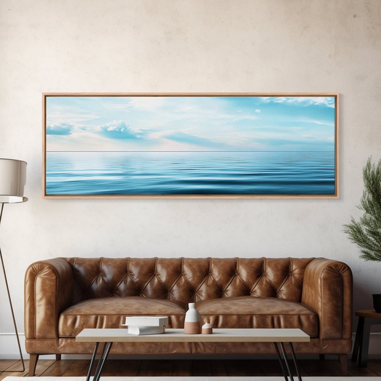 Serene Ocean Horizon Canvas Print Minimalist Beach Wall Art Tranquil Coastal Decor Calming Seascape Painting Zen Gift