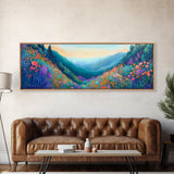Mountain Wildflowers, Vibrant Landscape Art, Nature Painting, Cabin Wall Decor, Springtime Art, Living Room Print, Canvas Print
