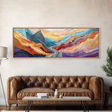 Desert Road, Colorful Mountain Art, Southwestern Landscape Painting, Earthy Boho Decor, Living Room Art, Canyon Print, Canvas Print
