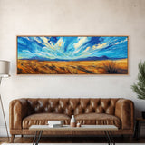 Desert Landscape, Sunset Over Mountains, Nature Painting, Home Decor, Living Room Art, Canvas Print, Framed Canvas Print