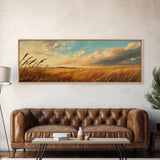 Golden Fields, Autumn Wind Art, Rustic Country Landscape, Farmhouse Home Decor, Living Room Art, Canvas Print, Framed Canvas Print